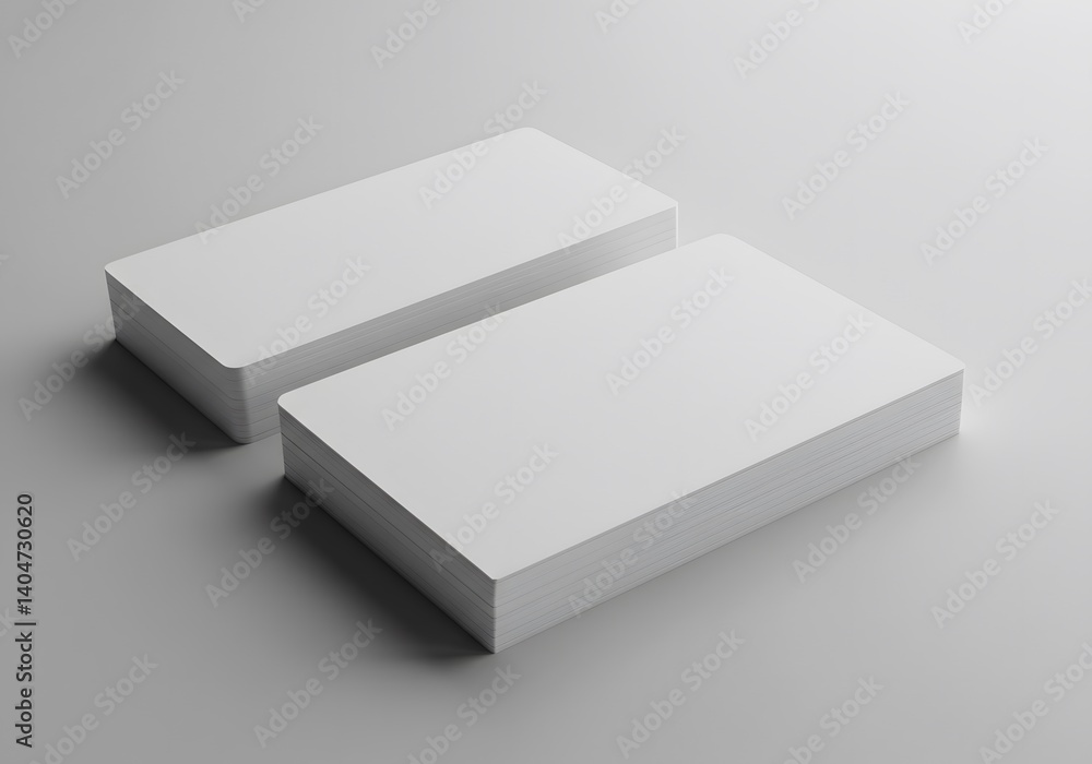 Blank business cards mockup stacks light gray background Blank business cards mockup stacks light gray background