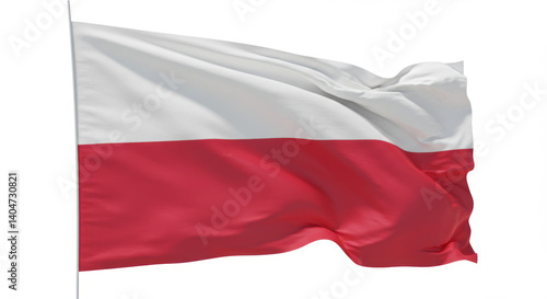 Free Download Waving Flag of Poland in the Wind against White Background Representing National Identity and Patriotism, Symbol of Polish Pride and Heritage - GFXLoad