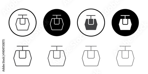 Cable way icon Symbol line set
