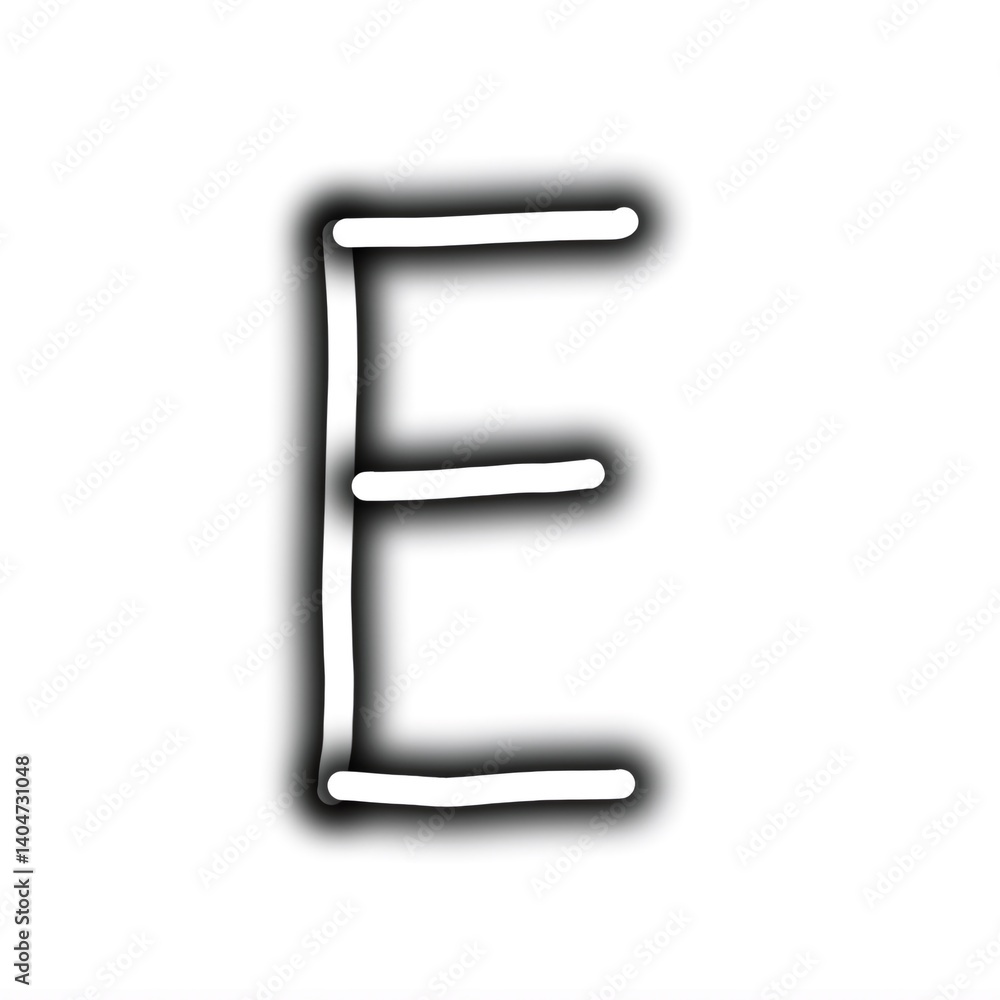 Hand drawn letter e with drop shadow effect on white background Hand drawn letter e with drop shadow effect on white background
