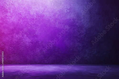 A striking textured wall of varying shades of purple and blue is gently illuminated, creating a sense of mystery and depth.