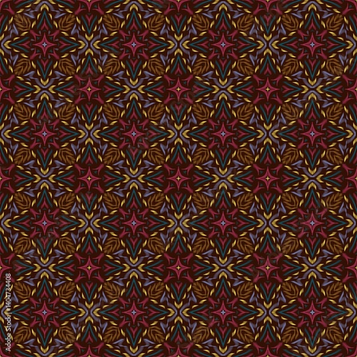 Abstract Ikat geometric with dark brown pattern