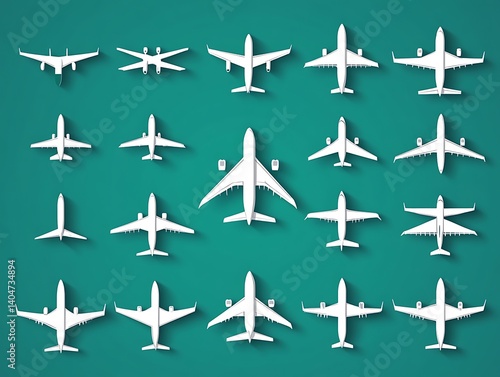 Airplane silhouettes various types