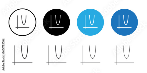 Parabolic function icon Symbol line set