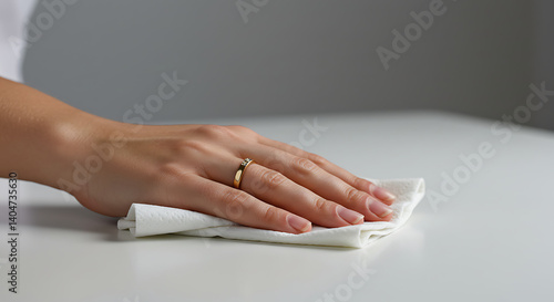 Wallpaper Mural Gentle Hand, Polished Surface: A Moment of Quiet Care AI Generated Torontodigital.ca