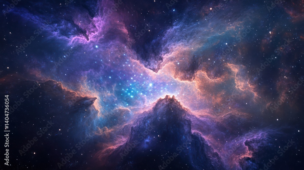 Fototapeta premium Colorful space nebula with stars scattered across a dark background