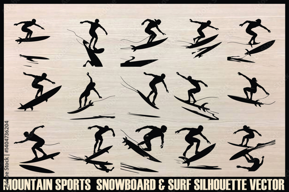 Naklejka premium Ski Snowboard Mountain Sports Set