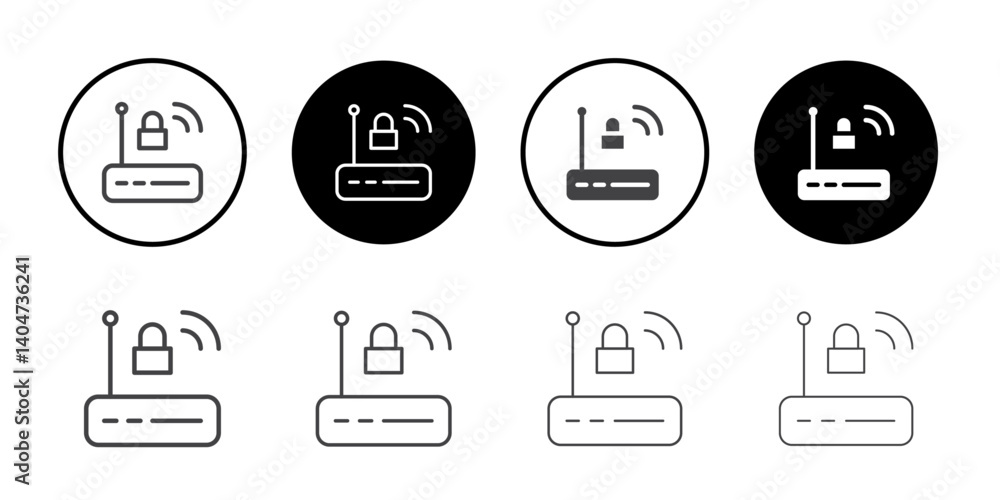 Router security icon Symbol line set Router security icon Symbol line set