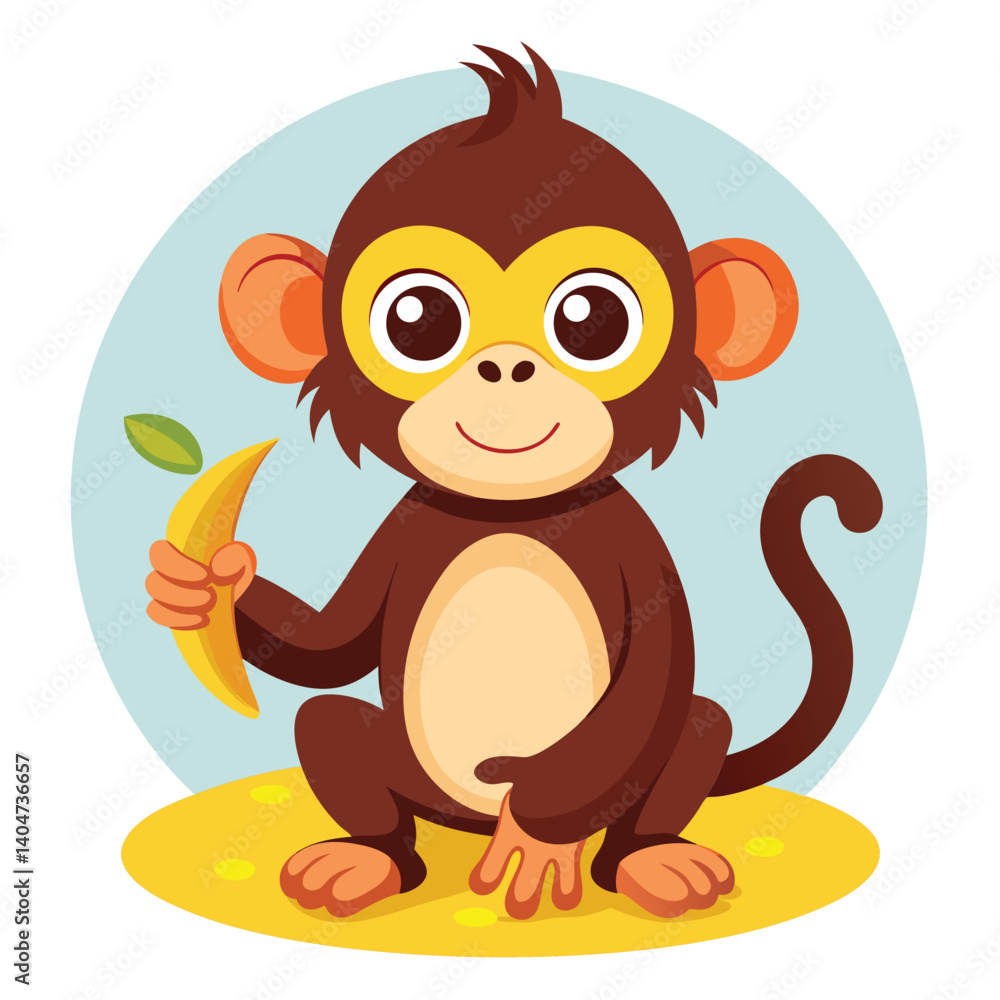 Fototapeta premium monkey with a bananna vector 
