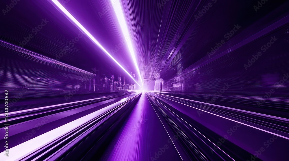 Fototapeta premium Purple Light Speed: Futuristic Highway at Night