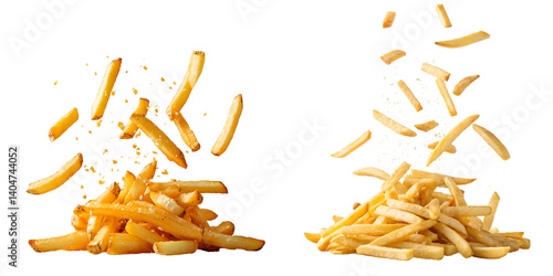  Crispy french fries flying in mid-air, fast food, snack, 