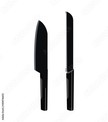 Two kitchen knife isolated on white background