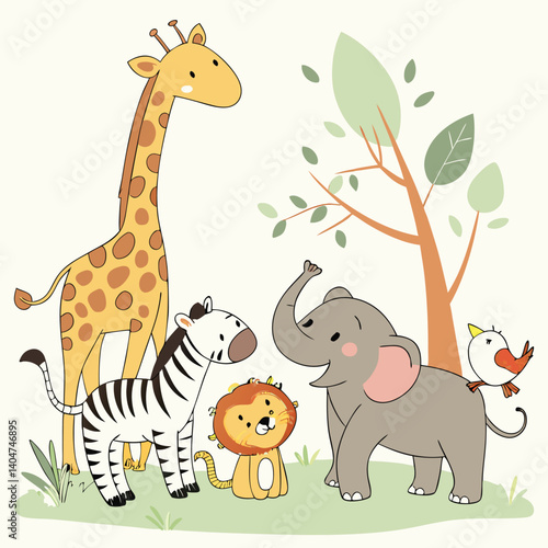 set of cartoon animals