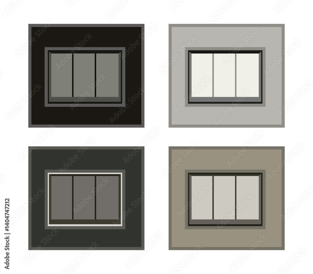 Set of four square modern different color switches are shown in the flat vector style Set of four square modern different color switches are shown in the flat vector style