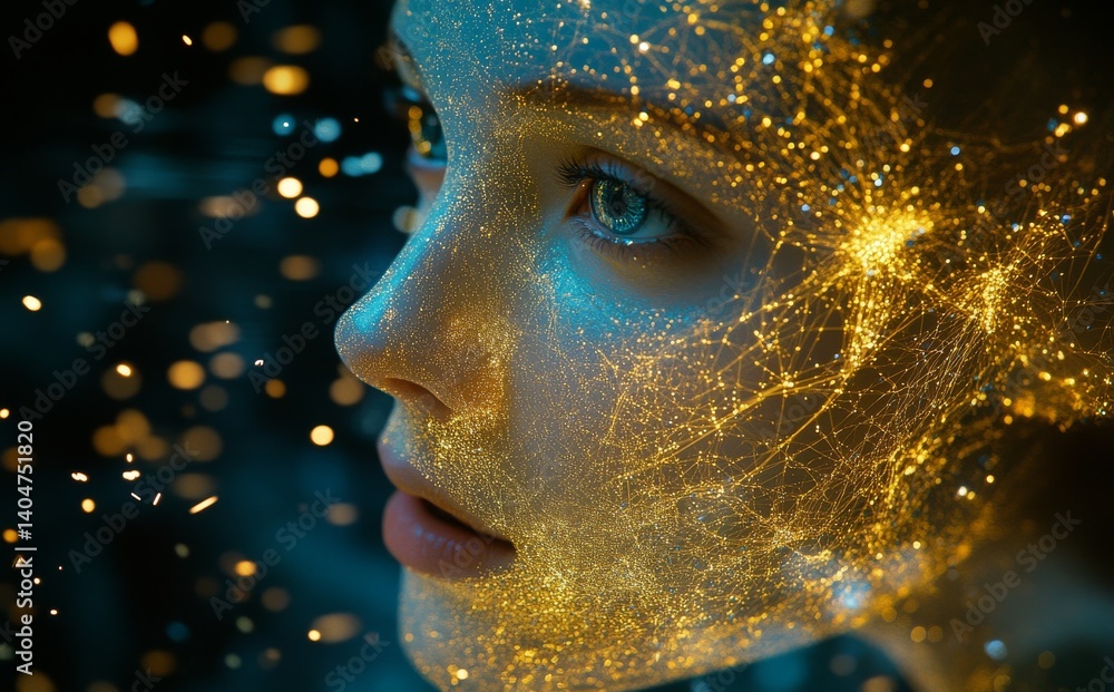 A luxury AI-driven beauty counter featuring interactive holographic screens that display personalized skincare advice in soft gold digital text A luxury AI-driven beauty counter featuring interactive holographic screens that display personalized skincare advice in soft gold digital text