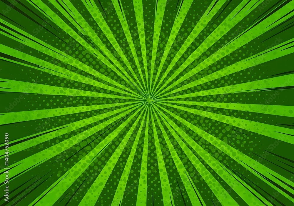 Obraz premium Green Comic Book Burst: Vibrant Radial Design