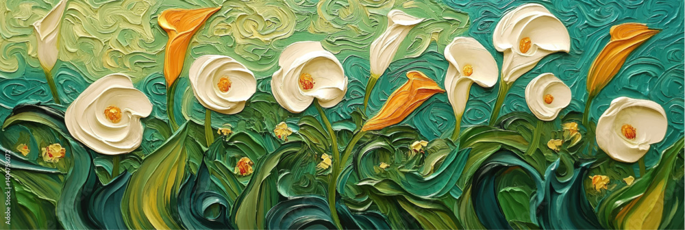 custom made wallpaper toronto digitalvector illustration of calla lily in style of oil painting on canvas