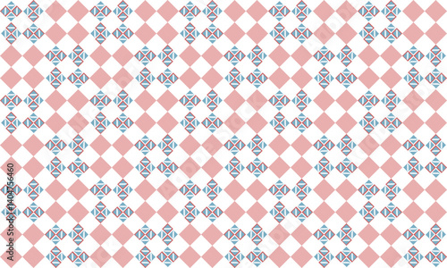 green and pink Diamond repeat pattern, replete image, on isolated white background design for fabric printing