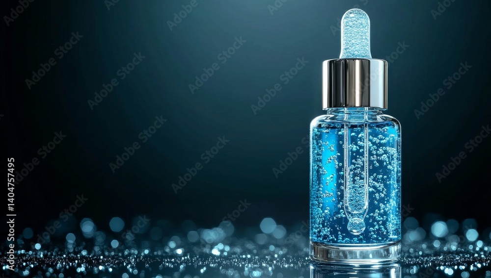 A cyber-inspired serum bottle, enhanced with AI and displaying biometric skin analysis data in a soft neon blue hue, symbolizing the zenith of futuristic and innovative skincare technology A cyber-inspired serum bottle, enhanced with AI and displaying biometric skin analysis data in a soft neon blue hue, symbolizing the zenith of futuristic and innovative skincare technology
