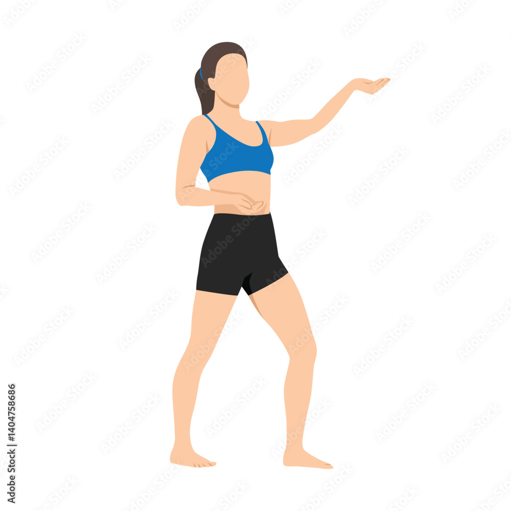 Woman doing Tai Chi Cupping Hand Pose. Flat vector illustration isolated on white background Woman doing Tai Chi Cupping Hand Pose. Flat vector illustration isolated on white background