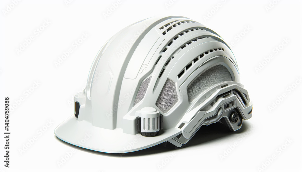 Fototapeta premium New white safety helmet on white background.