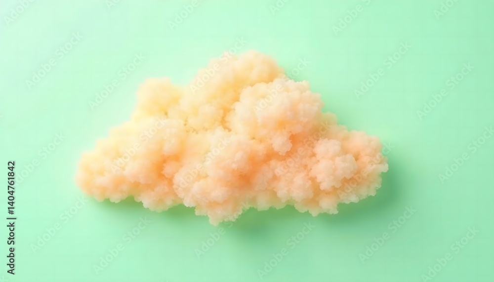 Delicate, fluffy, pale orange cloud shape on a mint green background. Delicate, fluffy, pale orange cloud shape on a mint green background.
