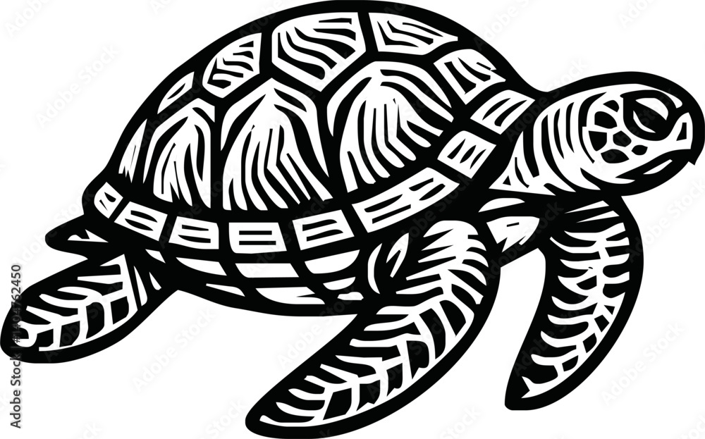 Fototapeta premium Line Art Illustration of sea Turtle. Vector Graphic.