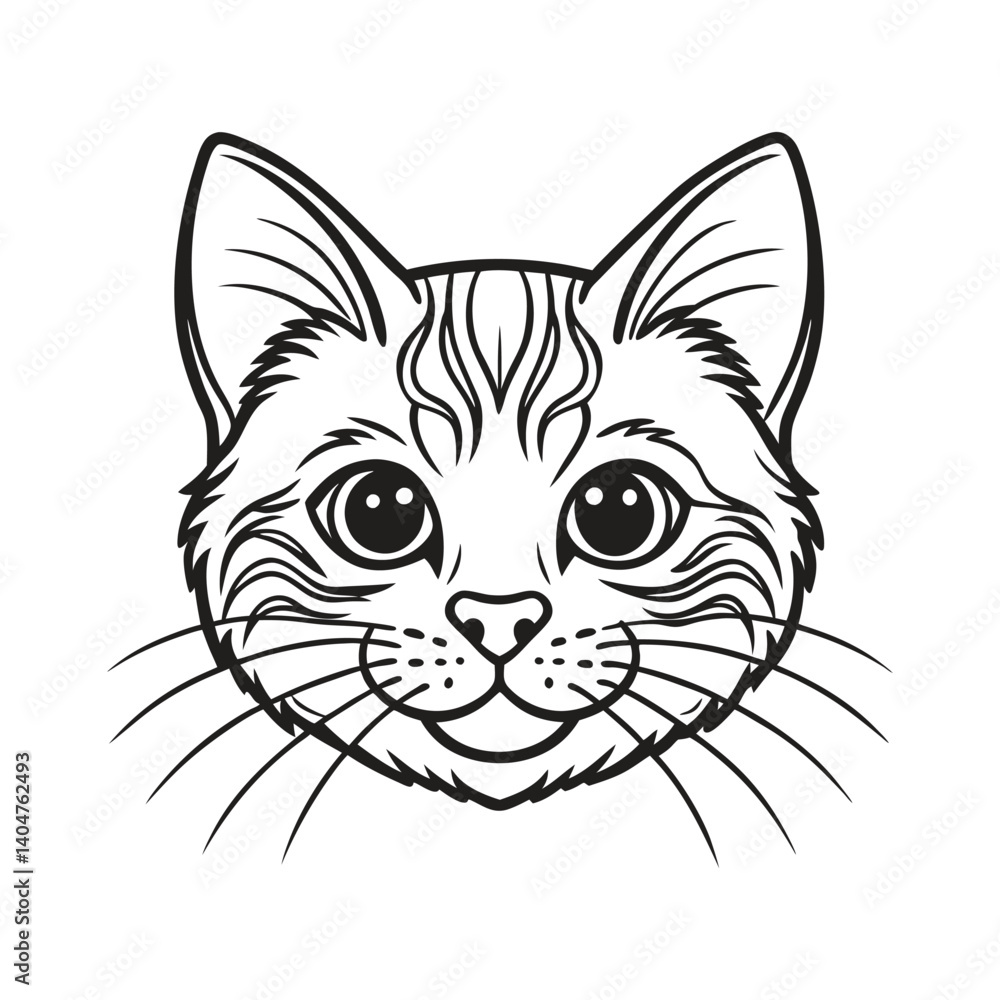 Black cat face line art coloring book page for kid's vector art illustrations Black cat face line art coloring book page for kid's vector art illustrations