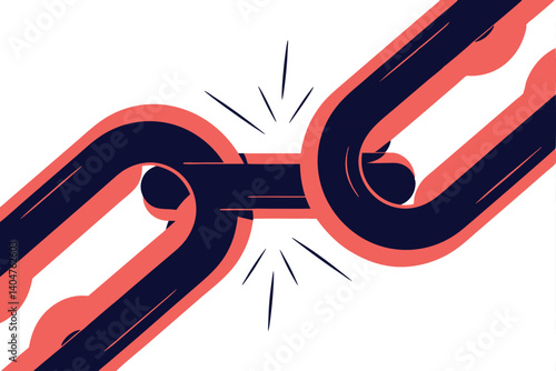 Abstract Chain Link Connection Breaking Representing Disconnect Weakness Problem Concept