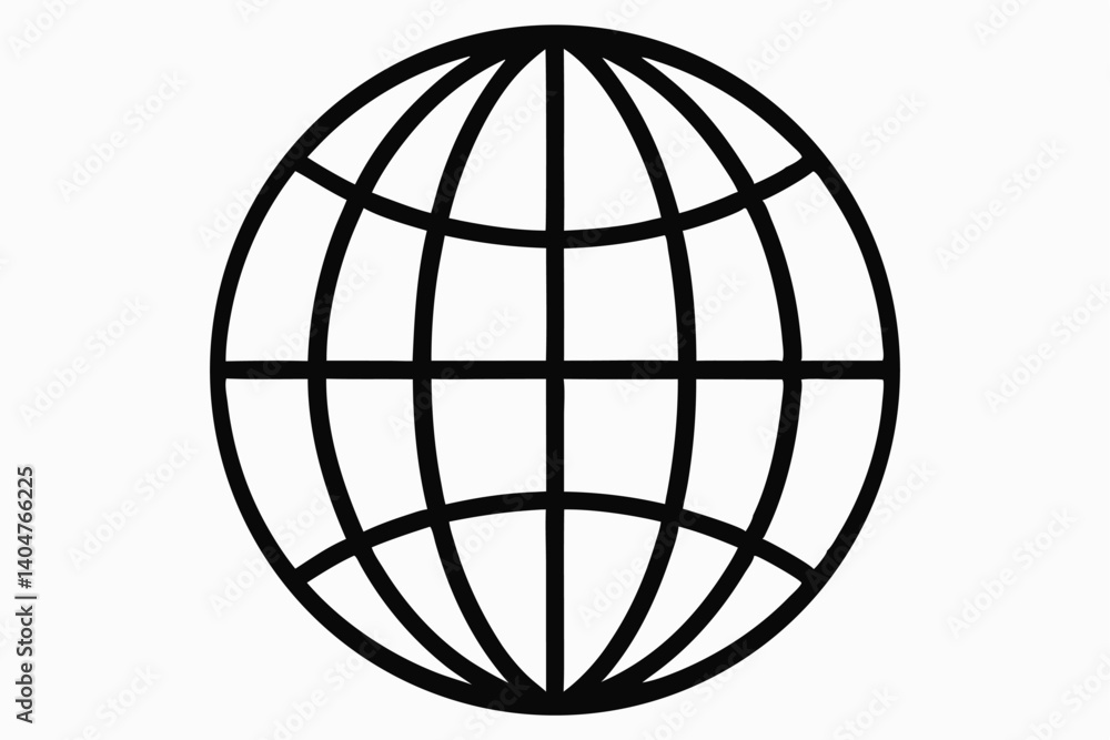 Global Network Icon Outlined Earth Globe Internet Symbol Black And White Global Network Icon Outlined Earth Globe Internet Symbol Black And White