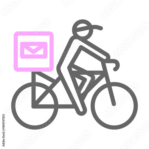 Postal on Bicycle Vector Line Lt Pink Grey Icon Design