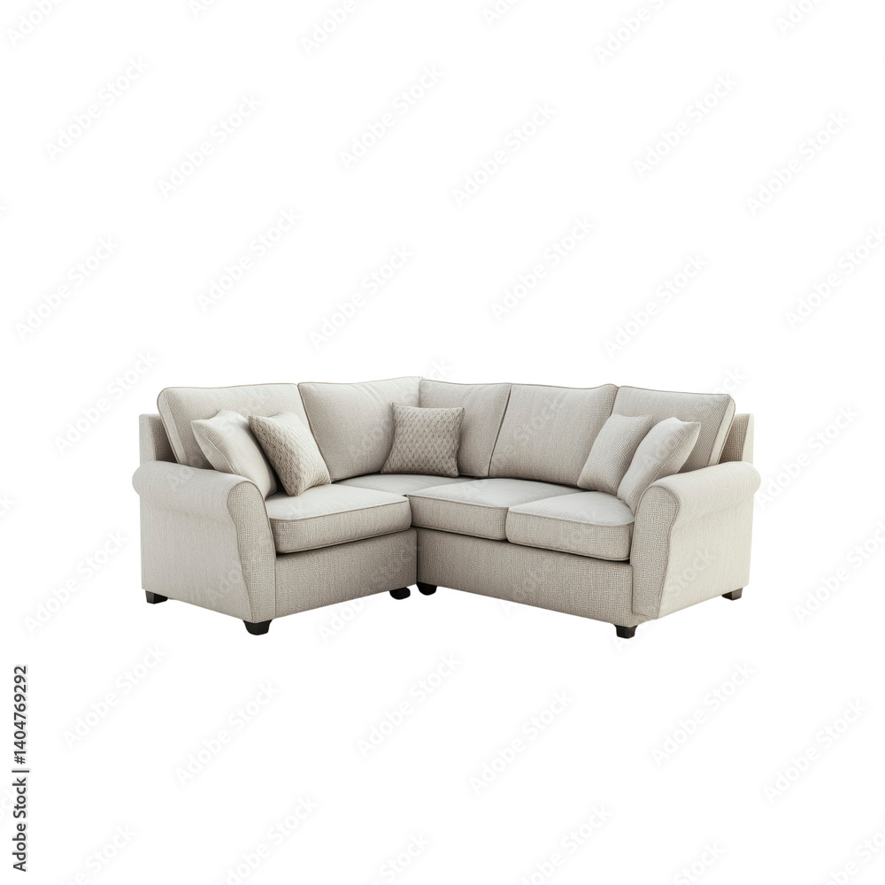 Elegant Beige L-Shaped Sectional Sofa with Pillows Elegant Beige L-Shaped Sectional Sofa with Pillows