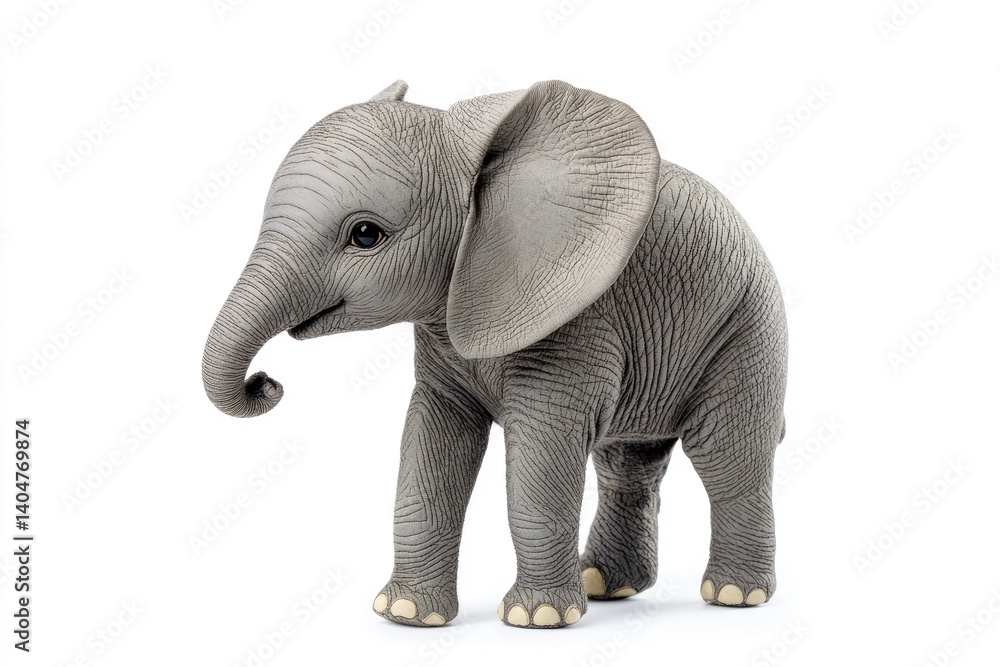 Obraz premium Baby Elephant Walking Isolated on White Background