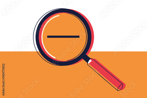 Negative Magnifying Glass Icon Symbolizing Reduction Decrease Or Minus Operation Concept