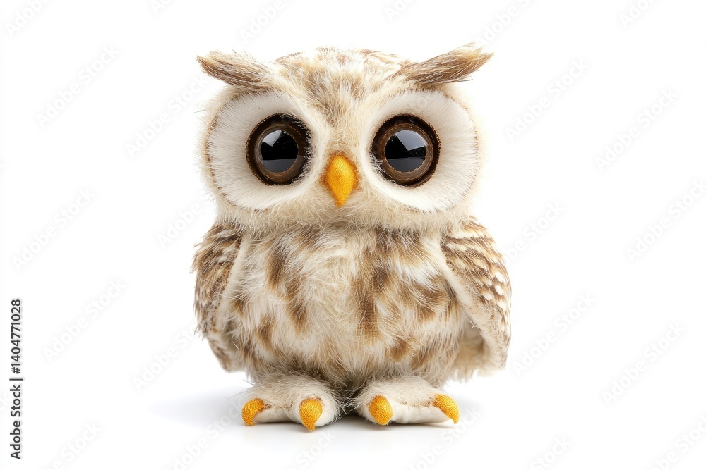 Fototapeta premium Cute Owl Standing Isolated on White Background