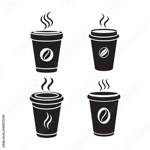Disposable Coffee Cup with Steam Icon Vector Illustration