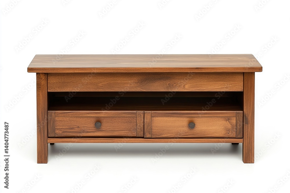 Wooden Coffee Table with Storage Drawers on White Background Wooden Coffee Table with Storage Drawers on White Background