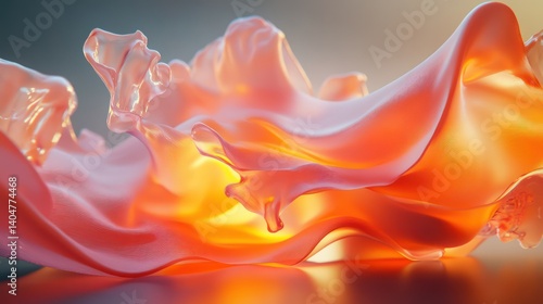 Slow-motion capture of an evolving fluid-like shape, ultra-detailed smooth gradients merging in a seamless transformation, professional lighting enhancing its surreal realism