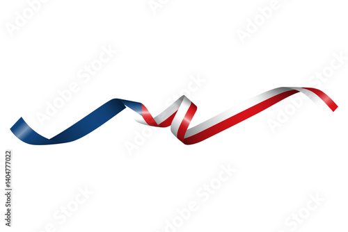 Set of flag ribbon with colors of Czechia (Czech Republic) for independence day celebration decoration