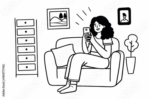 Happy hispanic teen girl holding cell phone using smartphone device at home. Smiling young latin woman blogger subscribing new social media, buying in internet, ordering products online in apps