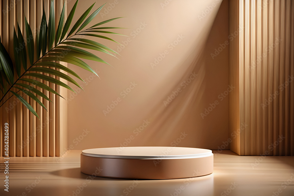 3D minimal podium with wooden base for product showcase. 3D minimal podium with wooden base for product showcase.