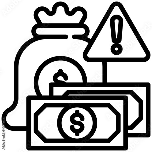 Illegal money icon for dishonesty , website, application, printing, document, poster design, etc