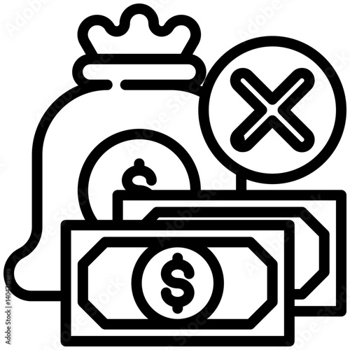 Illegal money icon for dishonesty , website, application, printing, document, poster design, etc