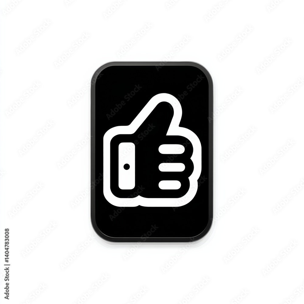 Modern Thumbs Up Icon in Black Rectangle Frame: Digital Approval and Positive Feedback Symbol Modern Thumbs Up Icon in Black Rectangle Frame: Digital Approval and Positive Feedback Symbol