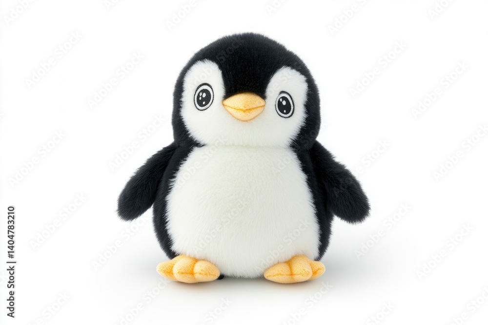 Naklejka premium Adorable Plush Penguin: Soft, Black and White, Childlike Charm