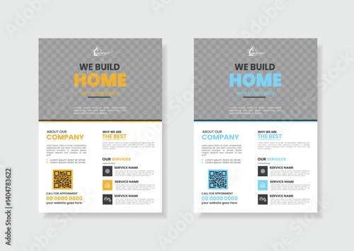 Construction flyer for house repair with a4 size creative design, vector design for print