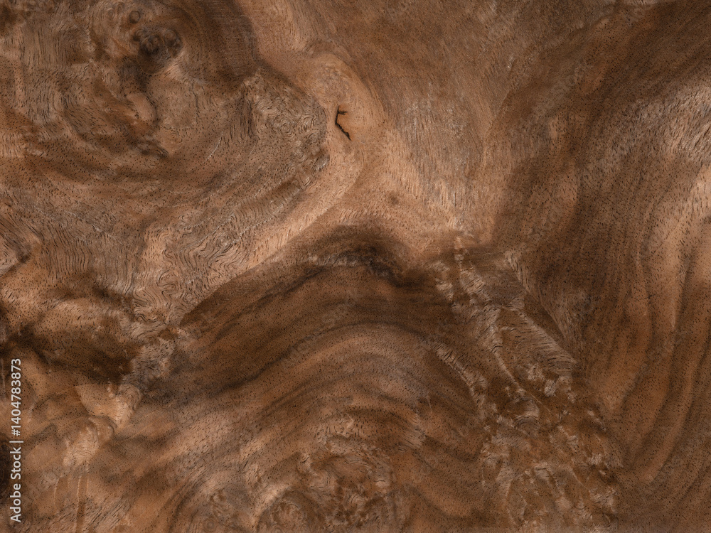 Walnut briar veneer exhibiting rich, dark swirls and intricate wood grain