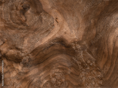 Obraz na płótnie Walnut briar veneer exhibiting rich, dark swirls and intricate wood grain w salonie