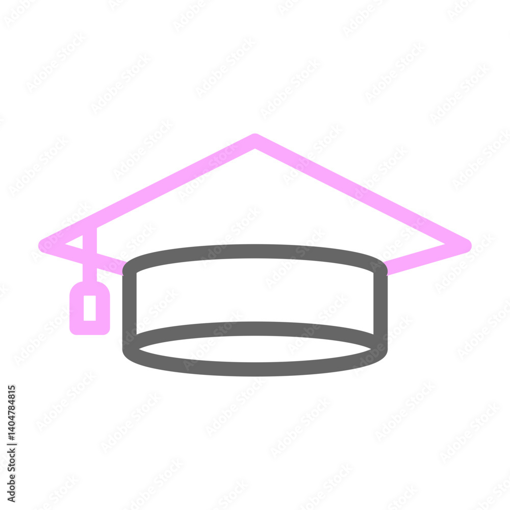 Graduation Cap Vector Line Lt Pink Grey Icon Design Graduation Cap Vector Line Lt Pink Grey Icon Design