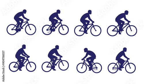Artistic bicycle rider silhouettes showcasing unique postures and travel-inspired concepts

